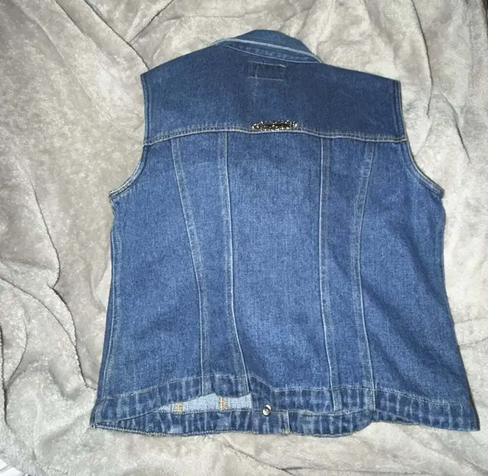 Silver River Denim Vest with Embellished Buttons